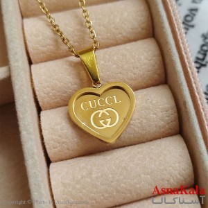 گردنبند گوچی طلایی دخترانه استیل با زنجیر 45 سانتی متر کد GNB162126W