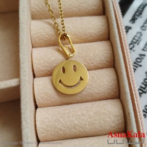 گردنبند لبخند طلایی دخترانه استیل با زنجیر 45 سانتی متر کد GNB162128W