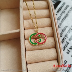 گردنبند گوچی طلایی دخترانه استیل با زنجیر 45 سانتی متر کد GNB162131W
