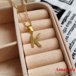 گردنبند حروف K طلایی دخترانه استیل با زنجیر 45 سانتی متر کد GNB162137W