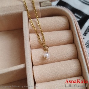 گردنبند مروارید طلایی دخترانه استیل با زنجیر 45 سانتی متر کد GNB162139W