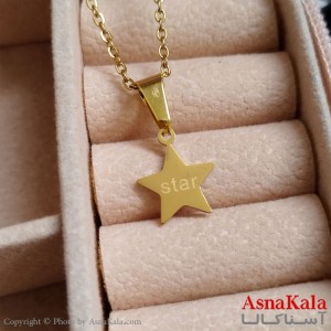 گردنبند ستاره طلایی دخترانه استیل با زنجیر 45 سانتی متر کد GNB162140W