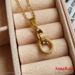 گردنبند کارتیر طلایی دخترانه استیل با زنجیر 45 سانتی متر کد GNB162141W