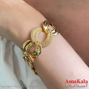 دستبند نگیندار زنانه فشن طلایی کد DSB181542W