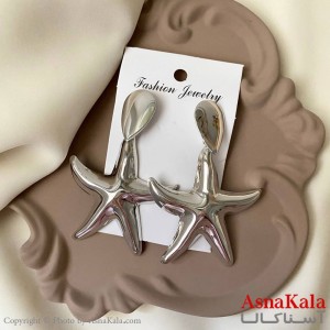 گوشواره فشن طرح آینه ای رنگ نقره ای کد GSH152051W