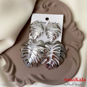 گوشواره فشن طرح آینه ای رنگ نقره ای کد GSH152052W