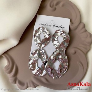 گوشواره فشن طرح آینه ای رنگ نقره ای کد GSH152054W