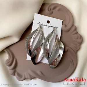 گوشواره فشن طرح آینه ای رنگ نقره ای کد GSH152060W