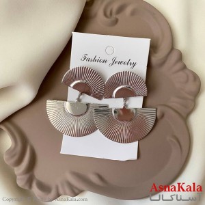 گوشواره فشن طرح آینه ای رنگ نقره ای کد GSH152065W