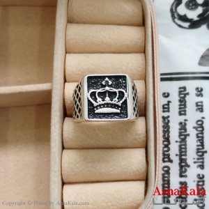 انگشتر نقره روس مردانه تاج کد ANG191120W