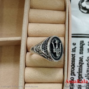 انگشتر نقره روس مردانه نگیندار