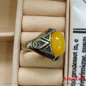 انگشتر نقره روس مردانه نگیندار