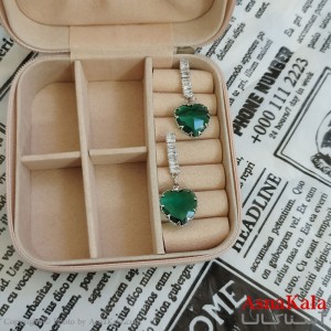 گوشواره قلب جواهری آویز نگیندار