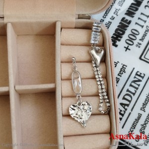 گوشواره جواهری رنگ نقره ای