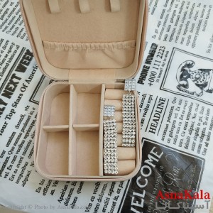 گوشواره جواهری مدل آویز نگیندار رنگ نقره ای