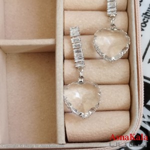 گوشواره قلب جواهری مدل آویز