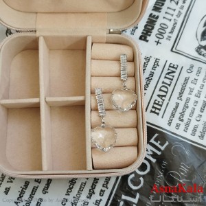 گوشواره قلب جواهری مدل آویز نگیندار