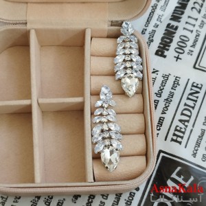 گوشواره جواهری مدل آویز نگیندار