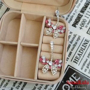 گوشواره پروانه جواهری آویز نگیندار