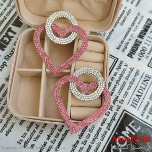 گوشواره قلب جواهری مدل آویز