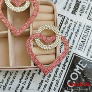 گوشواره قلب جواهری مدل آویز