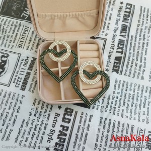 گوشواره قلب جواهری نگیندار