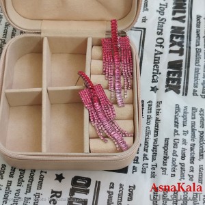 گوشواره جواهری مدل آویز نگیندار رنگ نقره ای کد GSH152100W