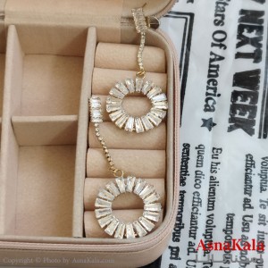 گوشواره جواهری مدل آویز نگیندار رنگ طلایی کد GSH152104W