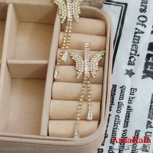 گوشواره جواهری مدل آویز نگیندار رنگ طلایی کد GSH152110W