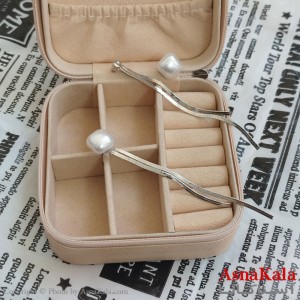 گوشواره مروارید هرینگبون رنگ نقره ای کد GSH152119W