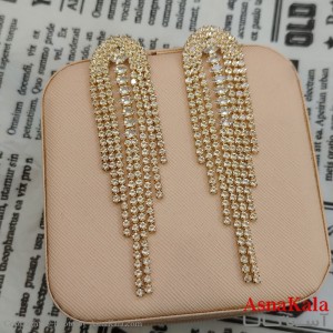 گوشواره جواهری مدل آویز نگیندار رنگ طلایی کد GSH152120W