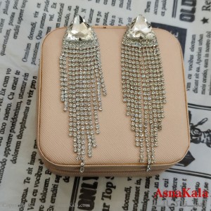 گوشواره جواهری مدل آویز نگیندار