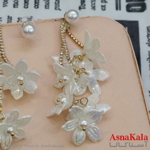 گوشواره جواهری مدل آویز نگیندار رنگ طلایی کد GSH152131W