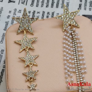 گوشواره ستاره جواهری مدل آویز نگیندار رنگ طلایی کد GSH152137W