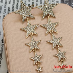 گوشواره ستاره جواهری مدل آویز نگیندار رنگ طلایی کد GSH152139W