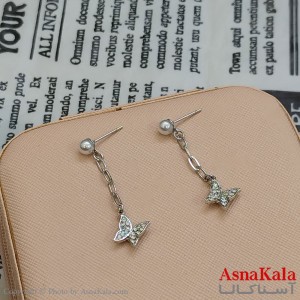 گوشواره پروانه رنگ نقره ای