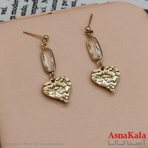 گوشواره جواهری مدل آویز نگیندار رنگ طلایی کد GSH152147W