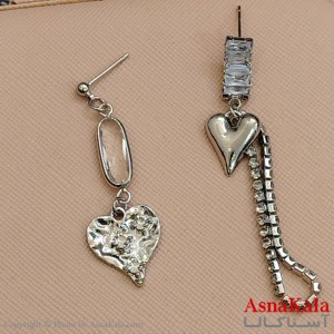 گوشواره جواهری مدل آویز نگیندار رنگ نقره ای کد GSH152148W