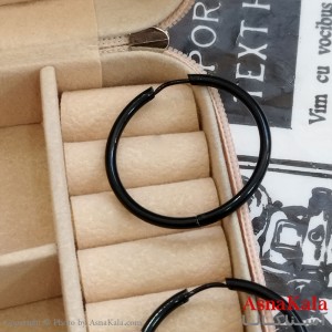 گوشواره حلقه ای بزرگ مشکی  کد GSH152152W