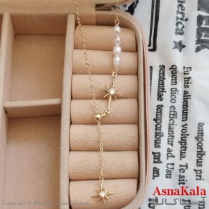 گردنبند مروارید طلایی دخترانه استیل کد GNB162173W