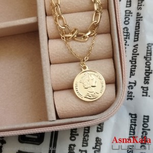 گردنبند دولاین الیزابت طلایی دخترانه استیل کد GNB162175W