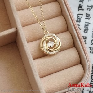 گردنبند نگیندار طلایی دخترانه استیل کد GNB162186W