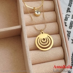 گردنبند دولاین دایره طلایی دخترانه استیل کد GNB162195W