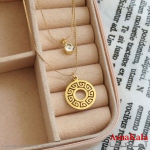 گردنبند دولاین ورساچه طلایی دخترانه استیل کد GNB162197W