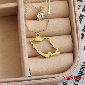 گردنبند دولاین ایران طلایی دخترانه استیل کد GNB162199W
