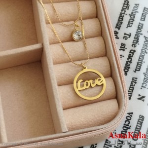 گردنبند دولاین عشق طلایی دخترانه استیل کد GNB162200W