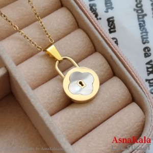 آویز قفل طلایی دخترانه استیل کد GNB162215W