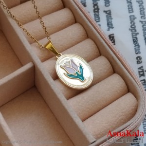 آویز میناکاری طلایی دخترانه استیل کد GNB162218W