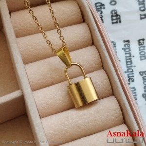 آویز قفل طلایی دخترانه استیل کد GNB162222W