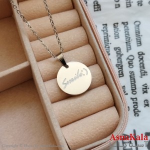 آویز لبخند نقره ای دخترانه استیل کد GNB162224W